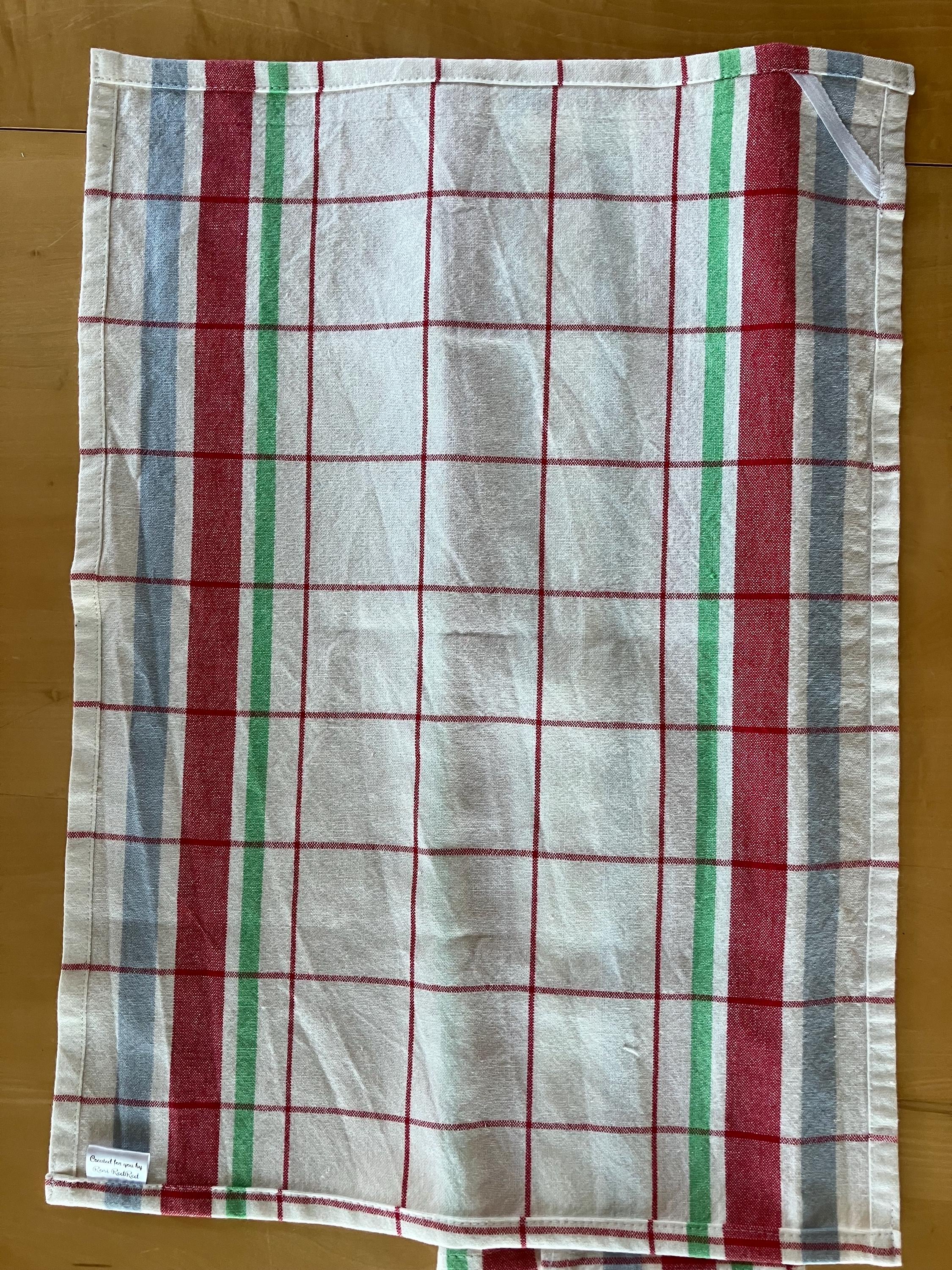 Kitchen Towels - Red Blue Cream Picnic Plaid//Tea Towels//Soft Absorbent 100% Cotton//Moda