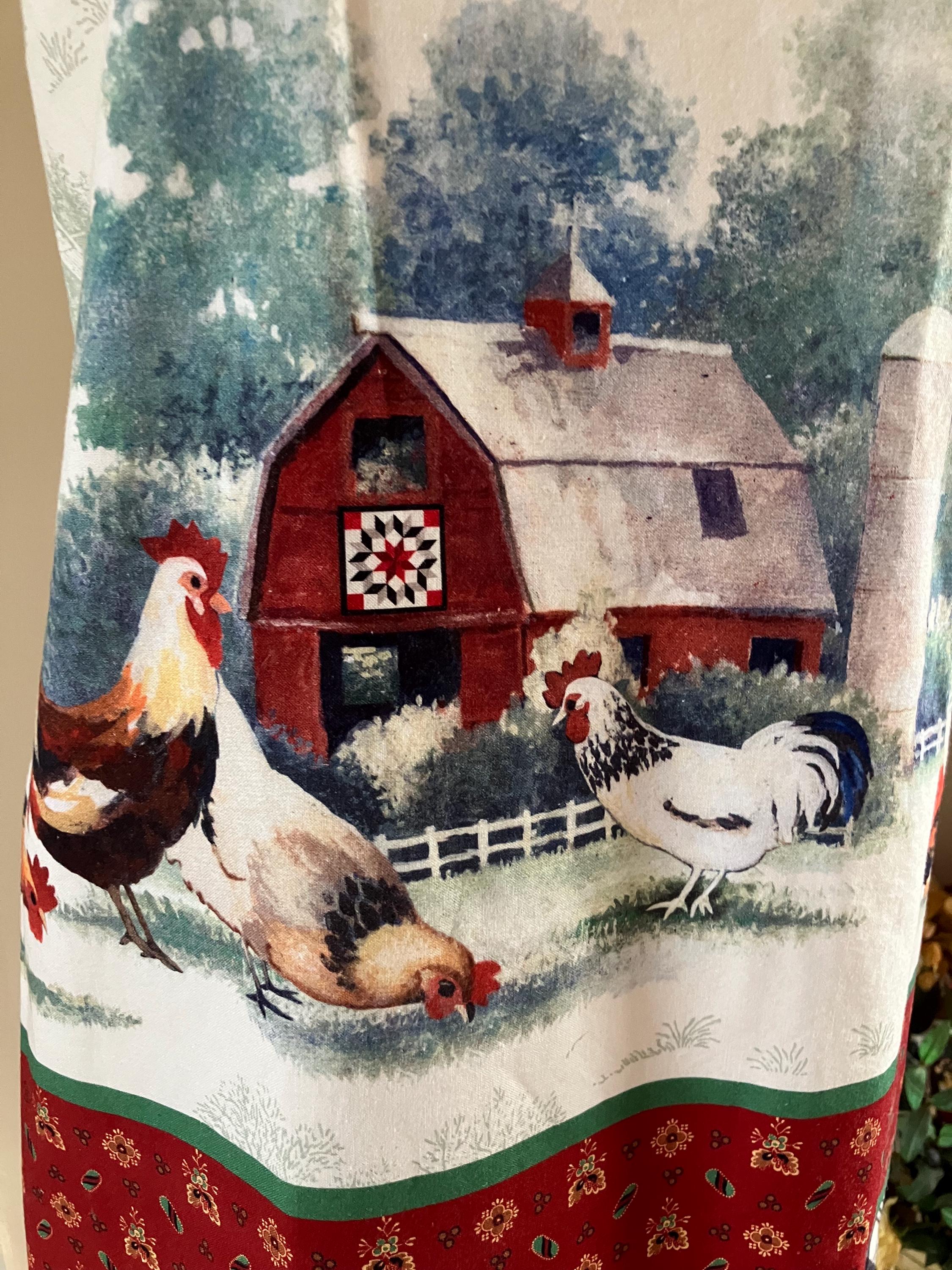Chickens in the Farmyard Apron and Matching Oven Mitts