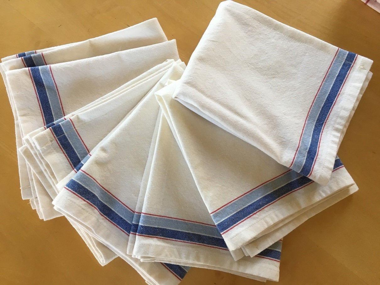 Blue Stripe Cotton Kitchen Towels - Danish Farmhouse Style