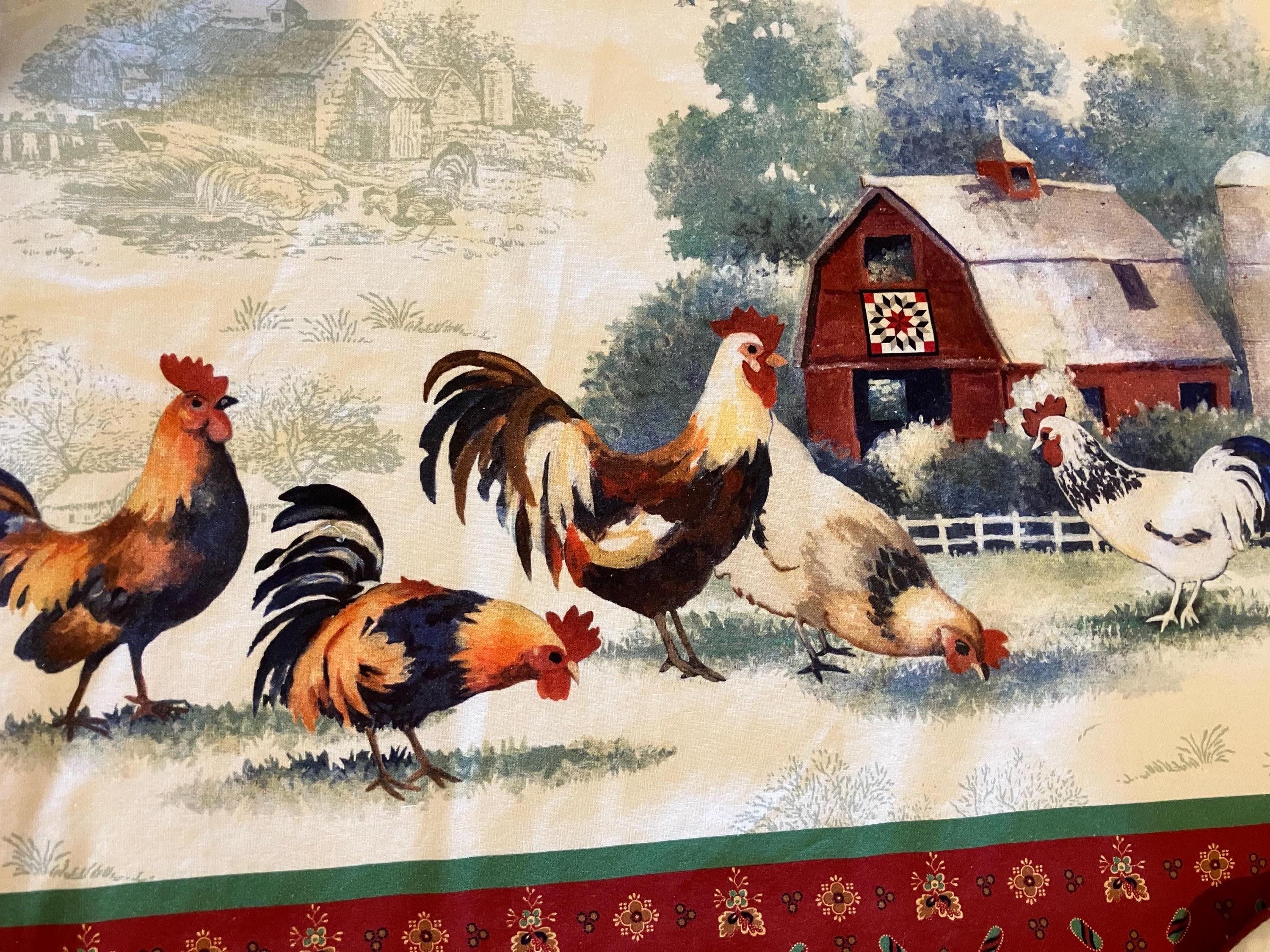 Chickens in the Farmyard Apron and Matching Oven Mitts
