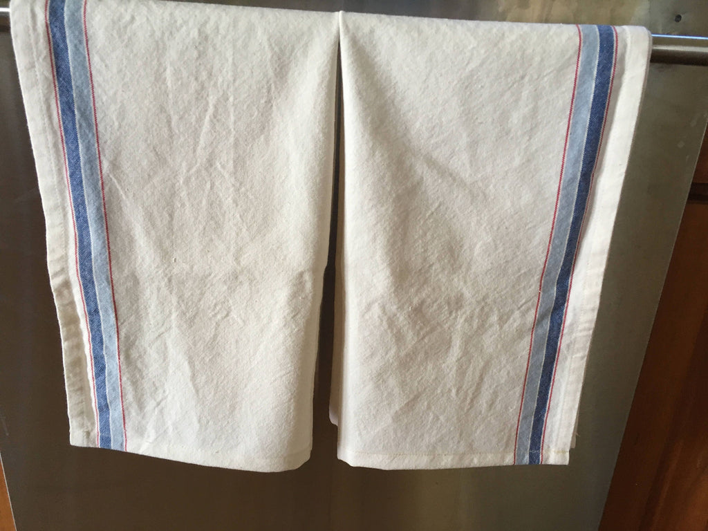 Blue Stripe Cotton Kitchen Towels - Danish Farmhouse Style