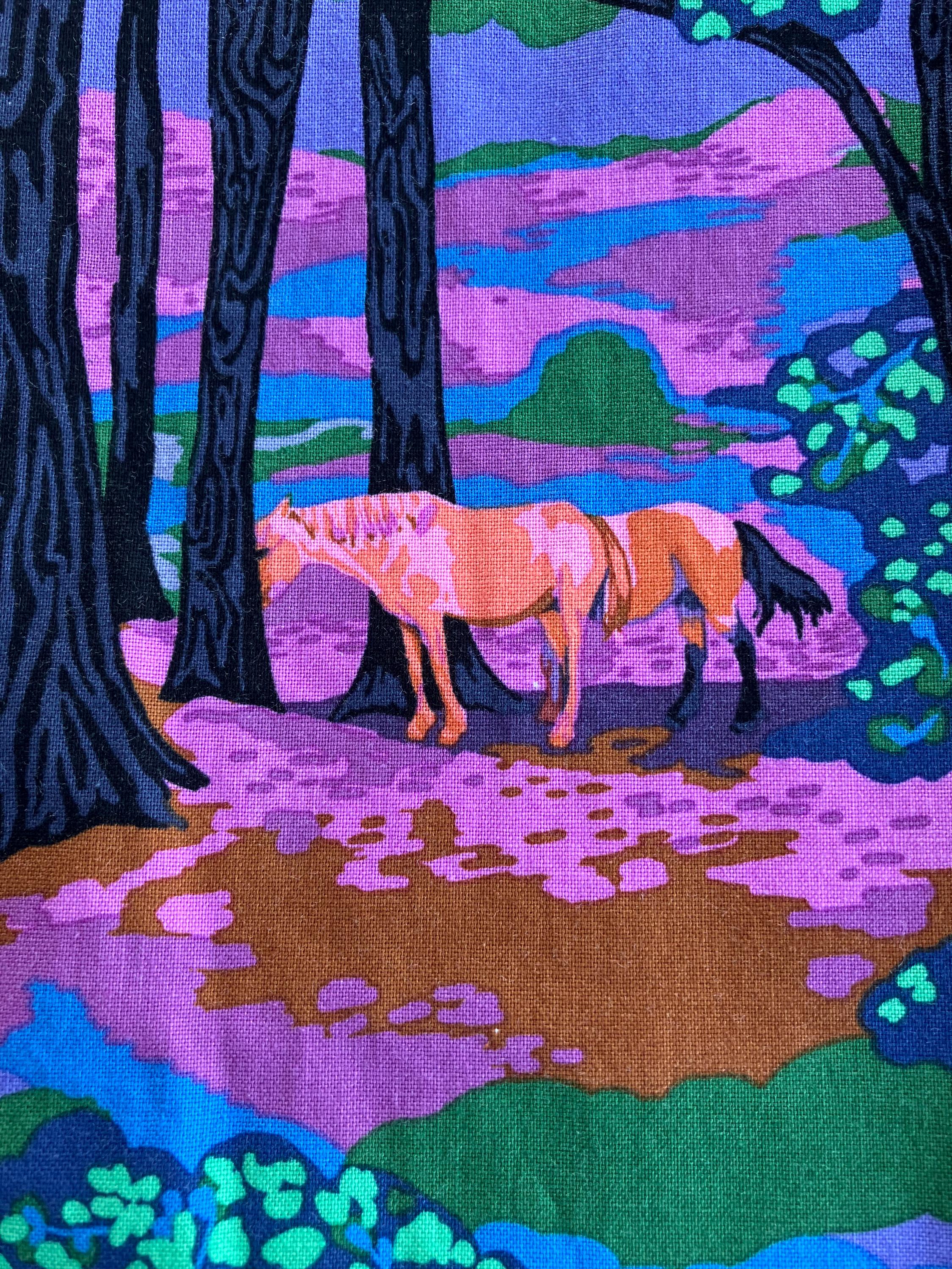 Equestrian Helmet Bags//Neon Forest Horses//Drawstring Bag//waterproof lining