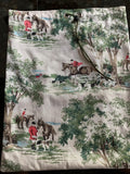 Equestrian Helmet Bags//Green Hunt Scenes//Fox Hunting//Horses//Drawstring Bag//waterproof lining