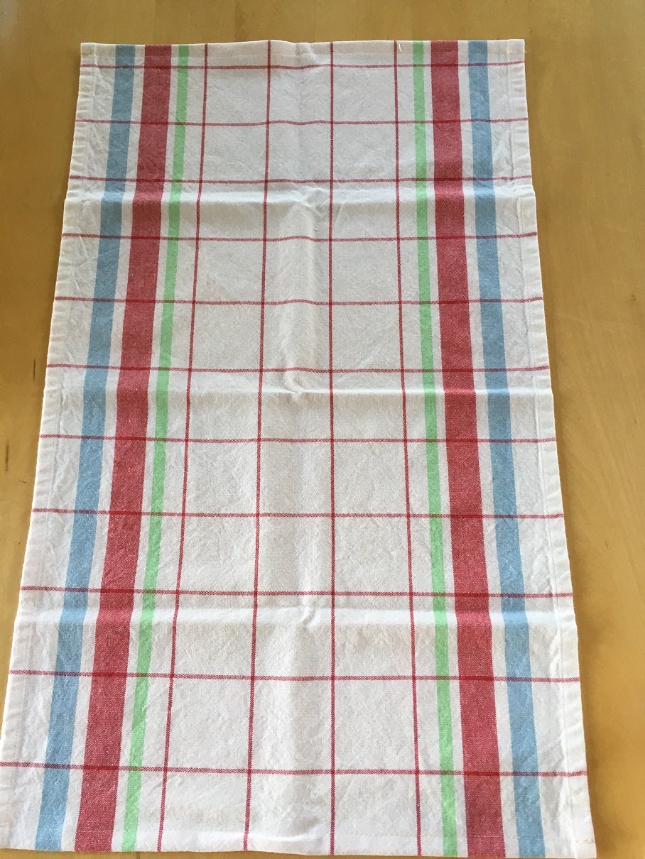 Kitchen Towels - Red Blue Cream Picnic Plaid//Tea Towels//Soft Absorbent 100% Cotton//Moda