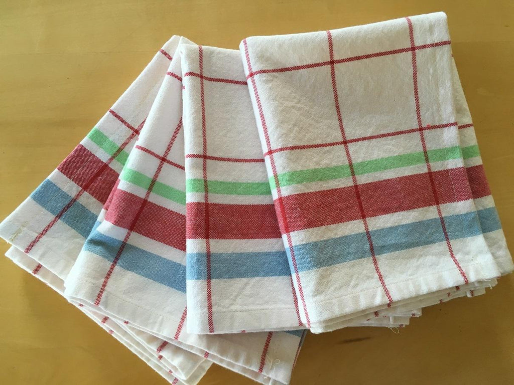 Kitchen Towels - Red Blue Cream Picnic Plaid//Tea Towels//Soft Absorbent 100% Cotton//Moda