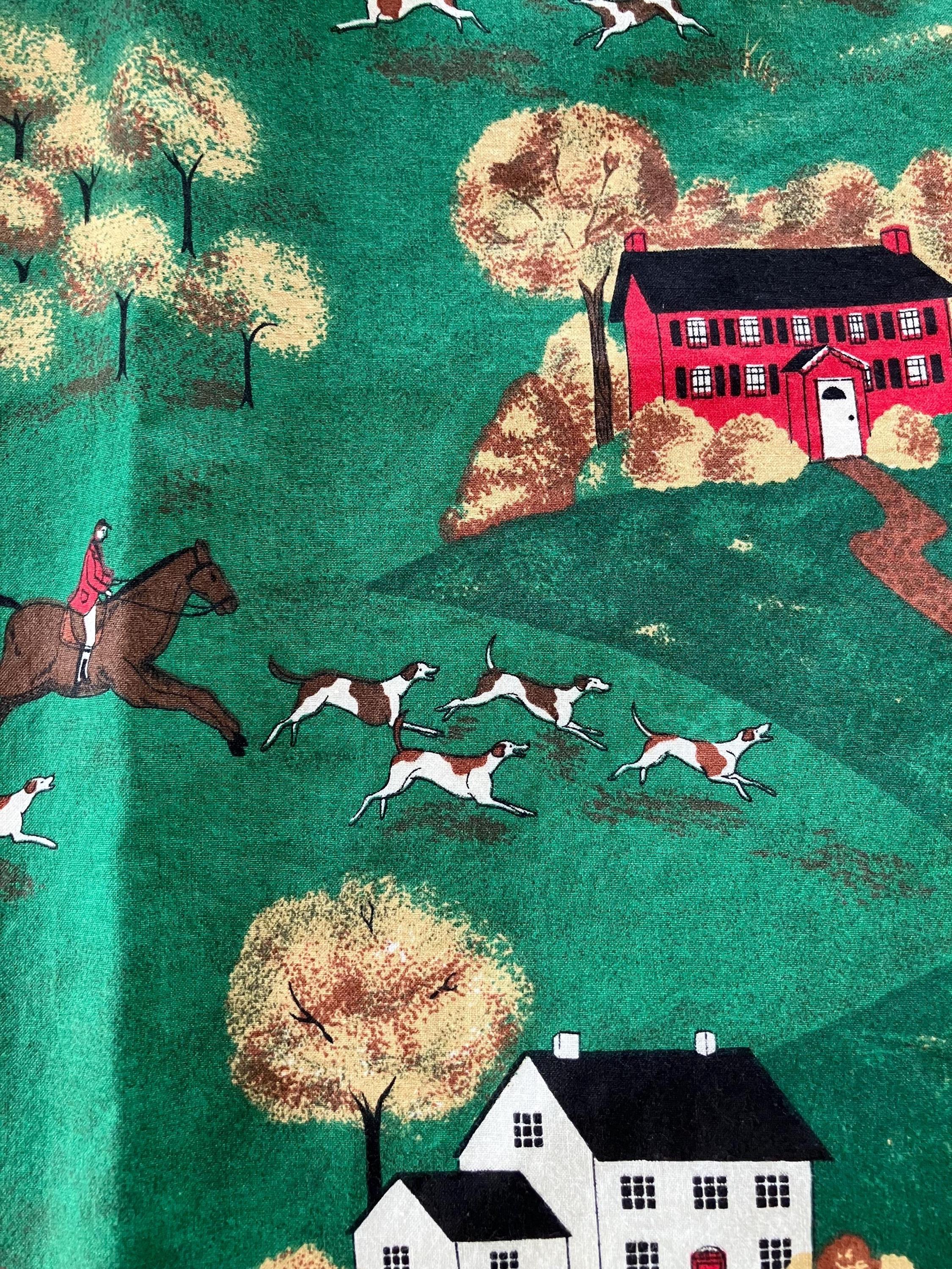 Equestrian Helmet Bags//Americana Hunt Scenes//Fox Hunting//Horses//Drawstring Bag//waterproof lining