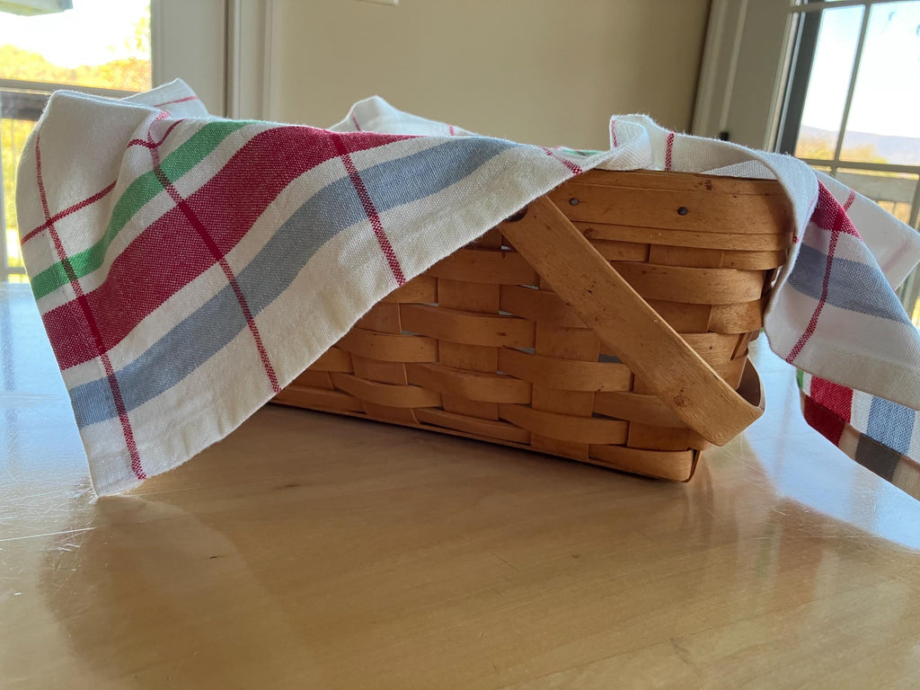 Kitchen Towels - Red Blue Cream Picnic Plaid//Tea Towels//Soft Absorbent 100% Cotton//Moda