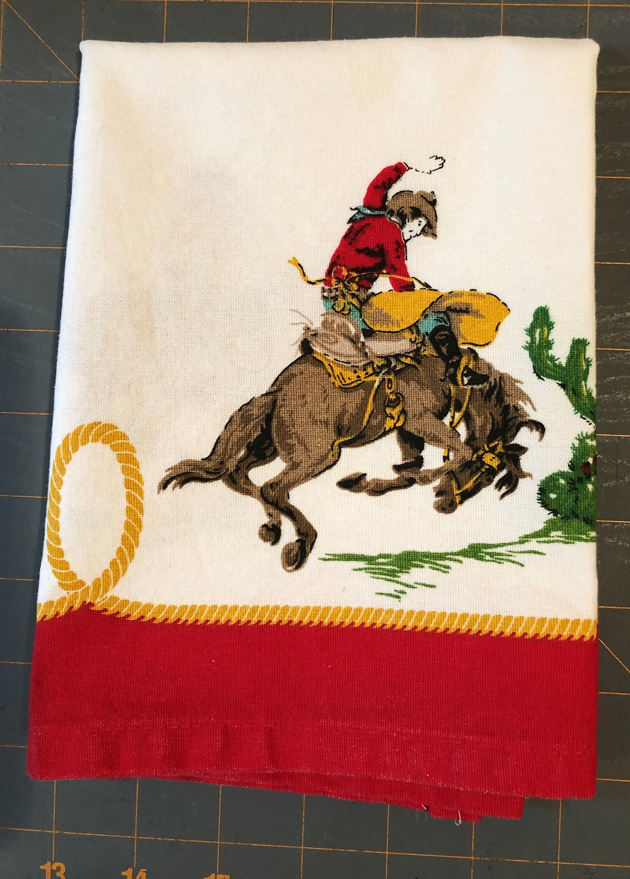 Cowboys & Broncos Kitchen Towels//Western theme//Horses//Moda 100% Cotton Towels