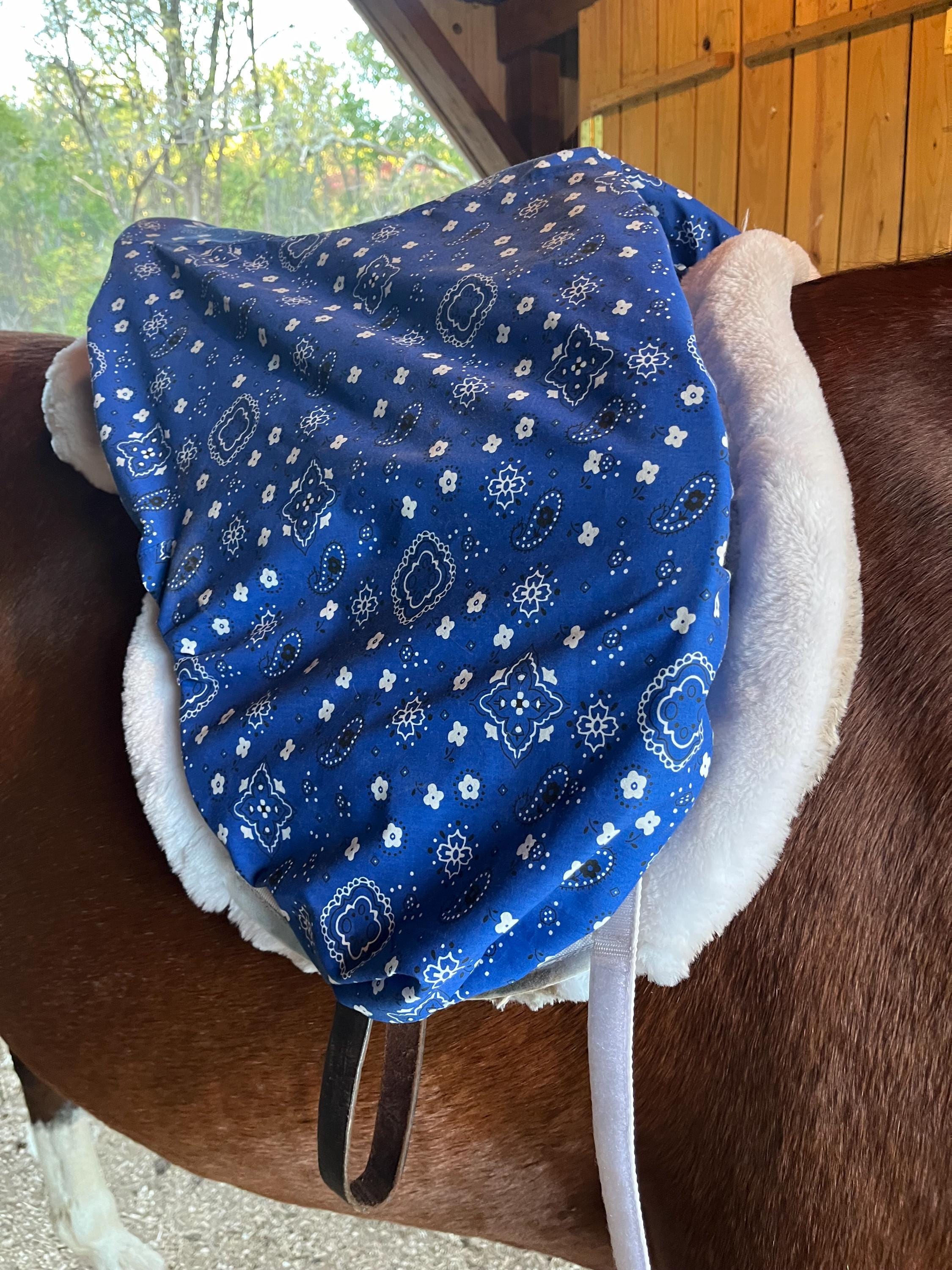 Bandana Print English Saddle Cover with Matching Helmet Bag