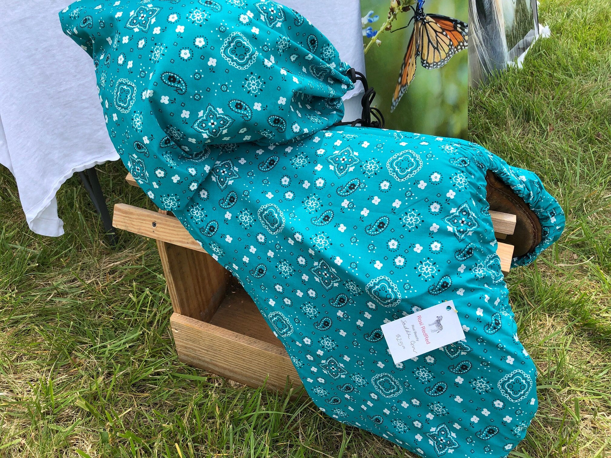 Bandana Print English Saddle Cover with Matching Helmet Bag