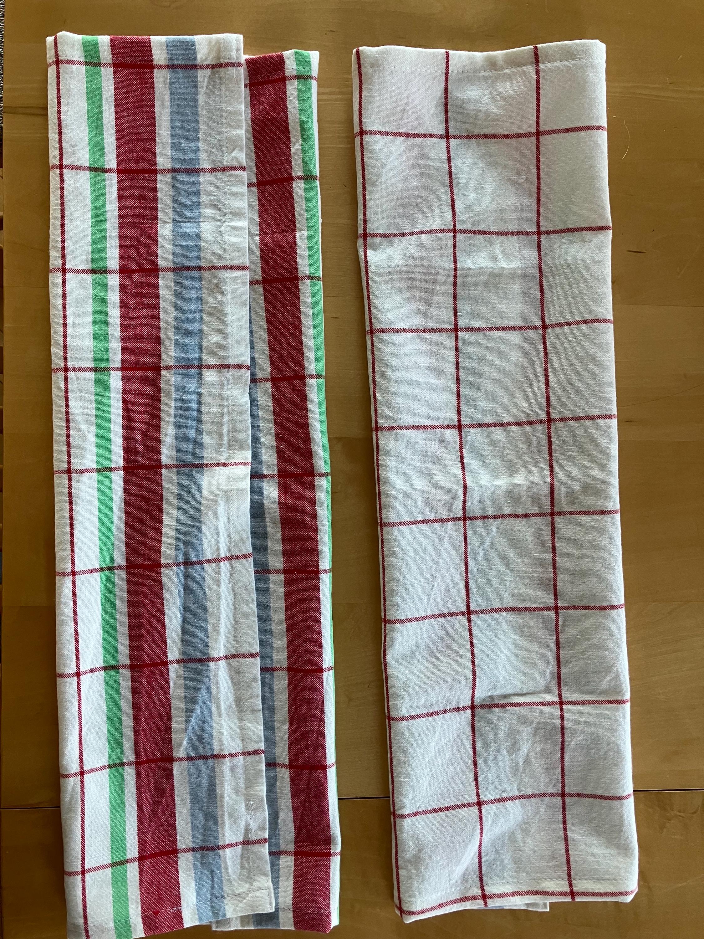 Kitchen Towels - Red Blue Cream Picnic Plaid//Tea Towels//Soft Absorbent 100% Cotton//Moda
