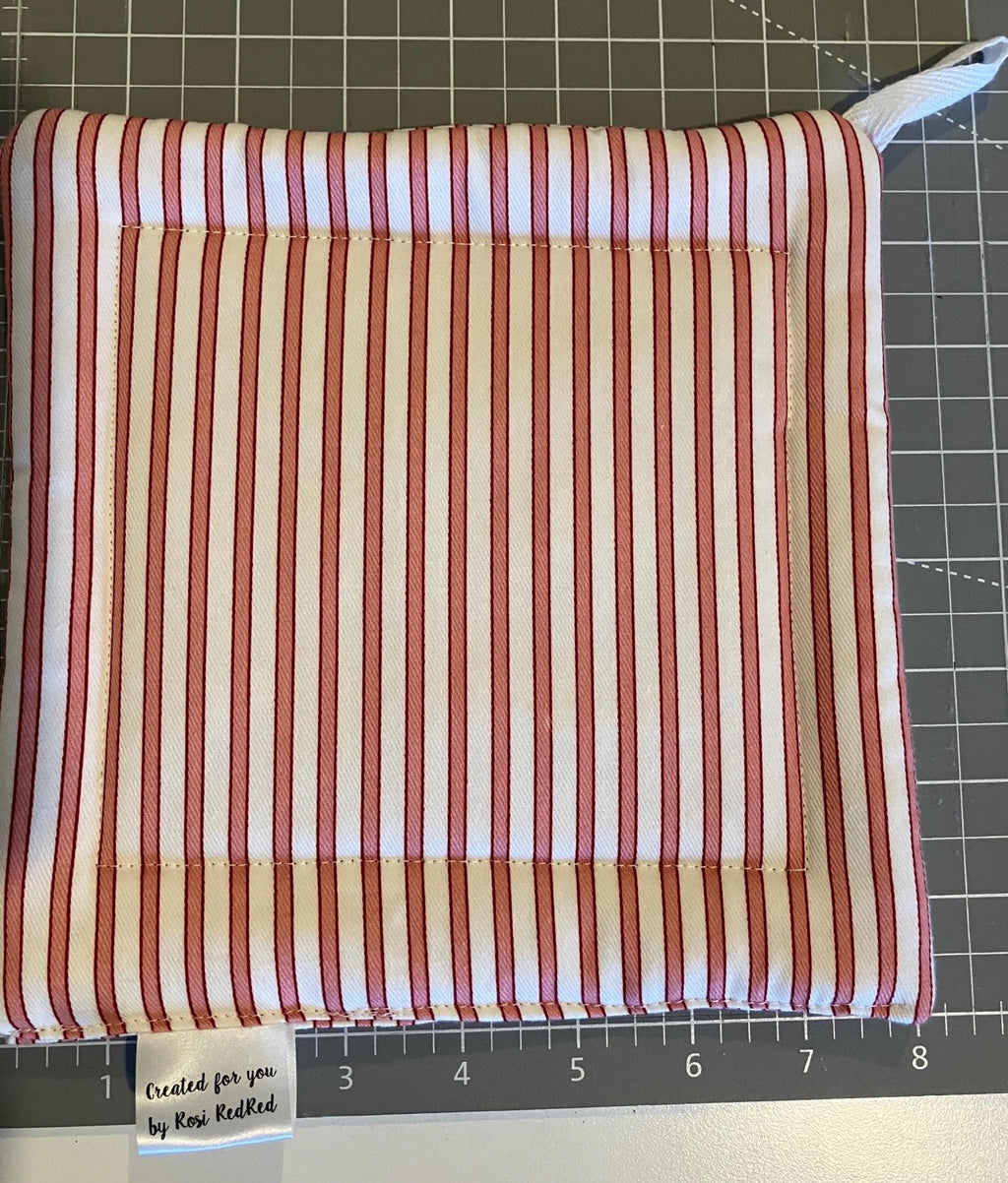 Railroad Stripe Ticking Apron + matching Hot Pads